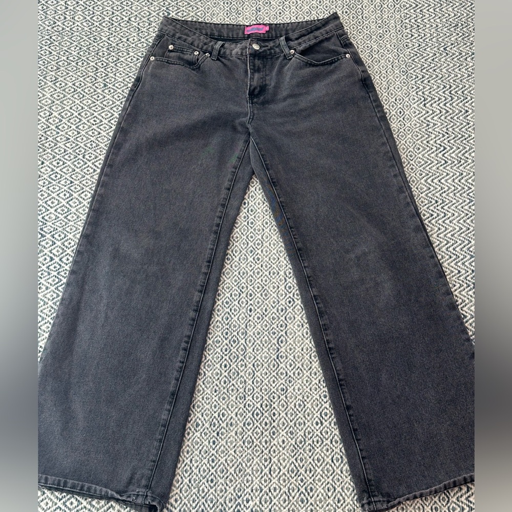Edikted Charcoal Wide Leg Jeans